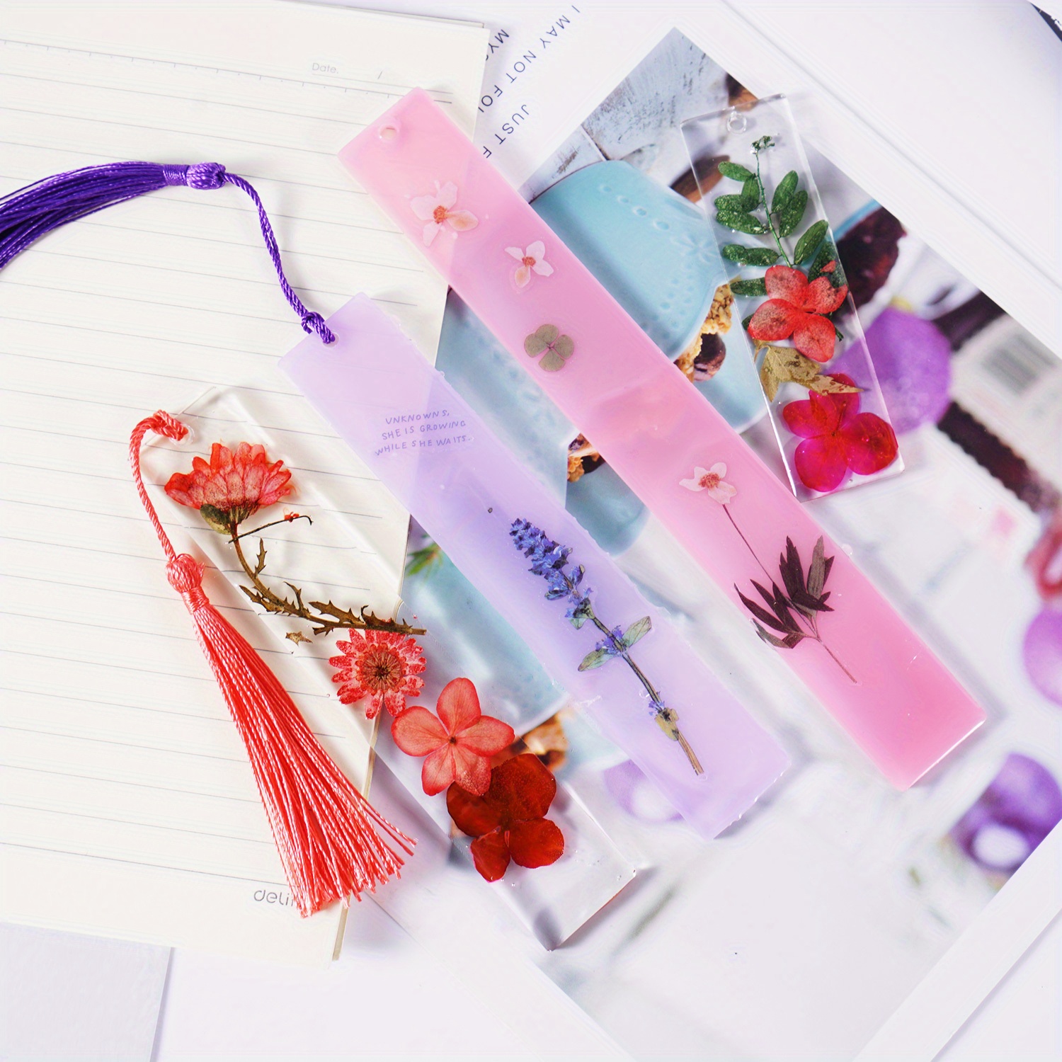 33Pcs Bookmark Resin Mold Kit with Colorful Tassels,Epoxy Resin