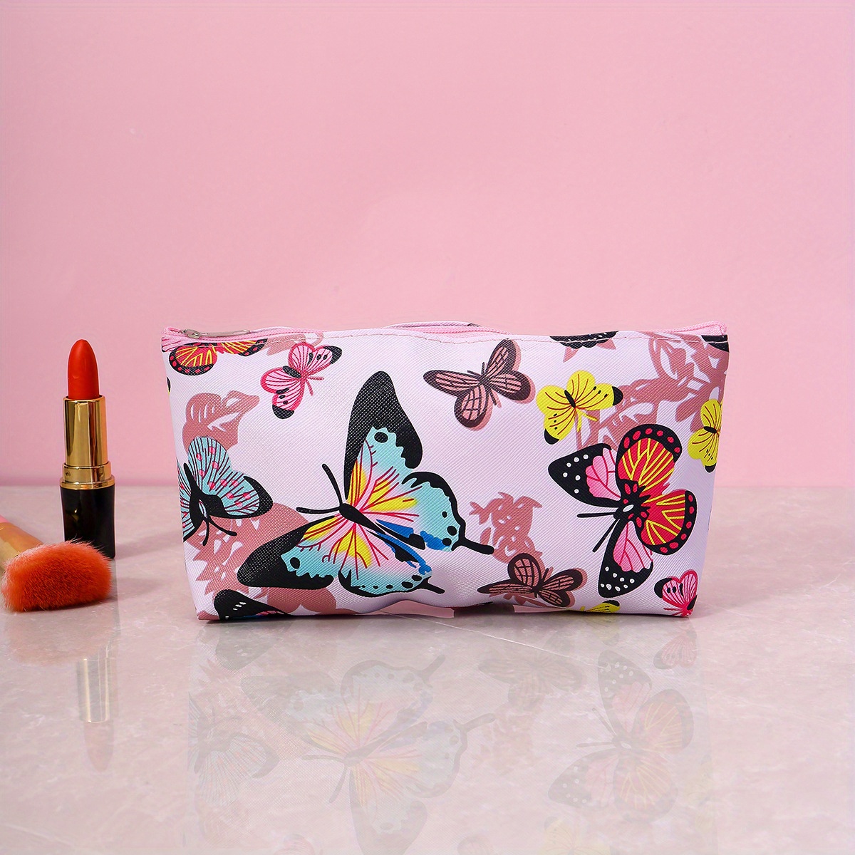 Kawaii Floral Travel Cosmetic Lipstick Coin Purse Storage Bag Women Cute  Makeup Handbags Wallet Organizer Pencil Cases Pouch Bag