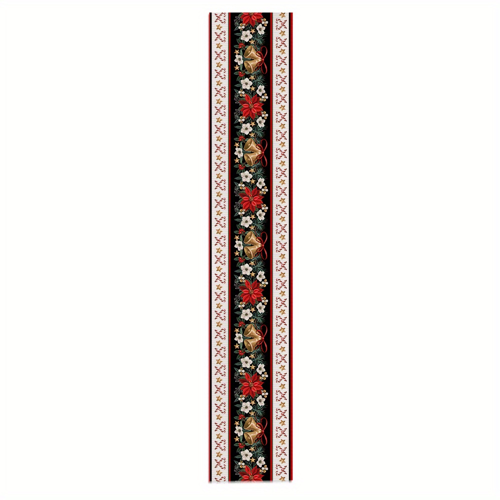 TEMU 1pc Christmas Table Runner 13x72 Inches - Neutral Farmhouse Style Winter Holiday Dining Table Decoration Suitable For Christmas Table Setting,