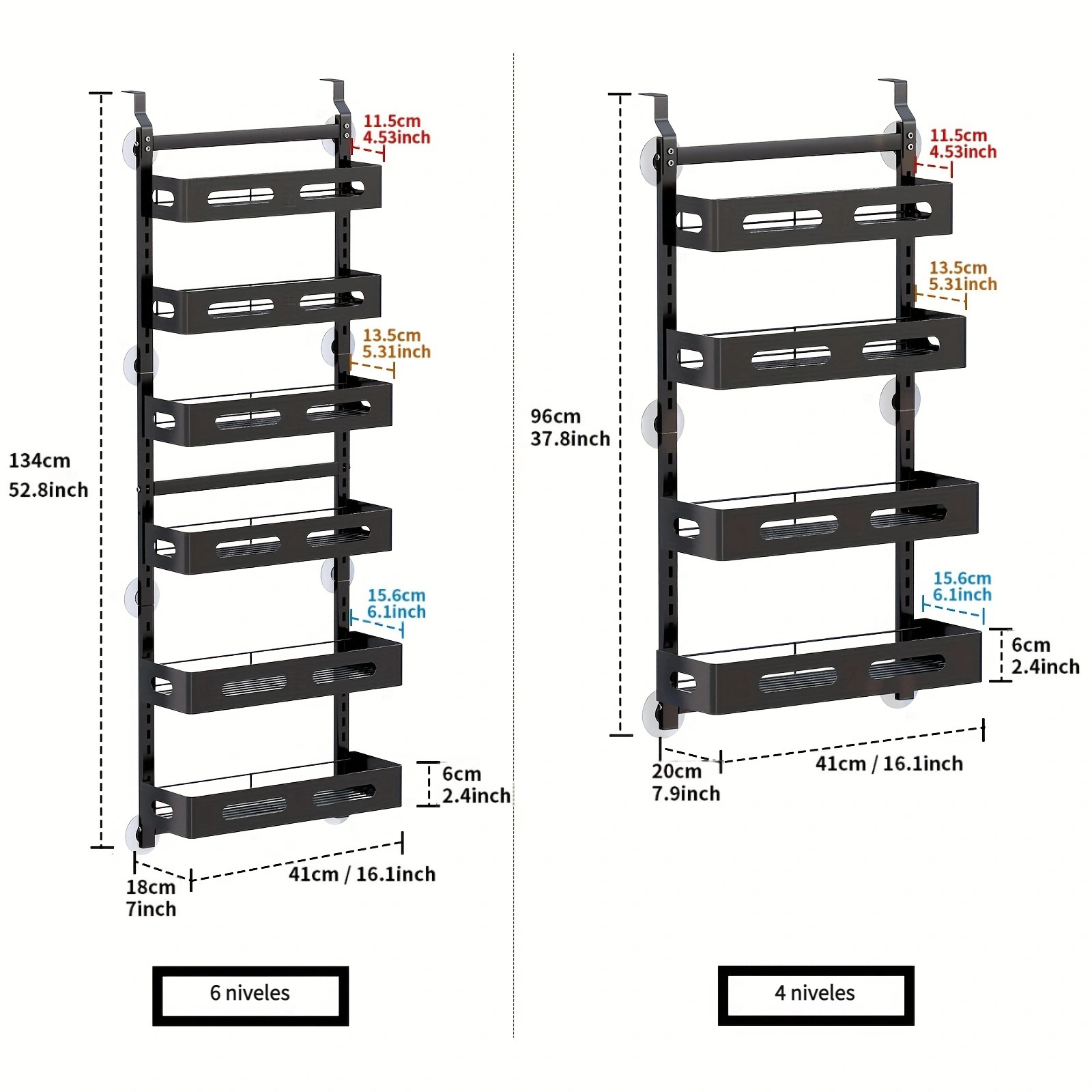 HoneySky Organizador de despensa de 6 niveles, organizador de puerta de  despensa de metal resistente y almacenamiento con 6 cestas ajustables,  estante