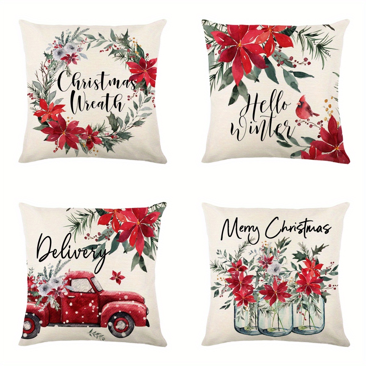 Festive Christmas Truck Pine Tree Snowflake Throw Pillow Cover - Soft Linen  Blend, Single Sided Printed, Perfect For Living Room, Bedroom, Party  Supplies, Sofa, And Home Decor - No Pillow Insert Included - Temu