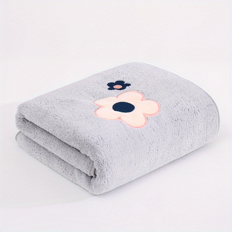 Soft Flower Pattern Bath Towel - Quick Dry & Absorbent - 55x12