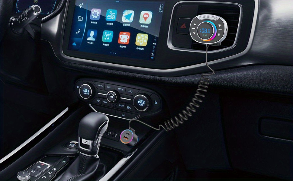 Voiture sans fil Bluetooth 5.3. Chargeur de voiture double USB avec câble télescopique, prise en charge des appels mains libres, adaptateur de voiture sans fil, prise en charge PD3.0, QC3.0_voghion.com