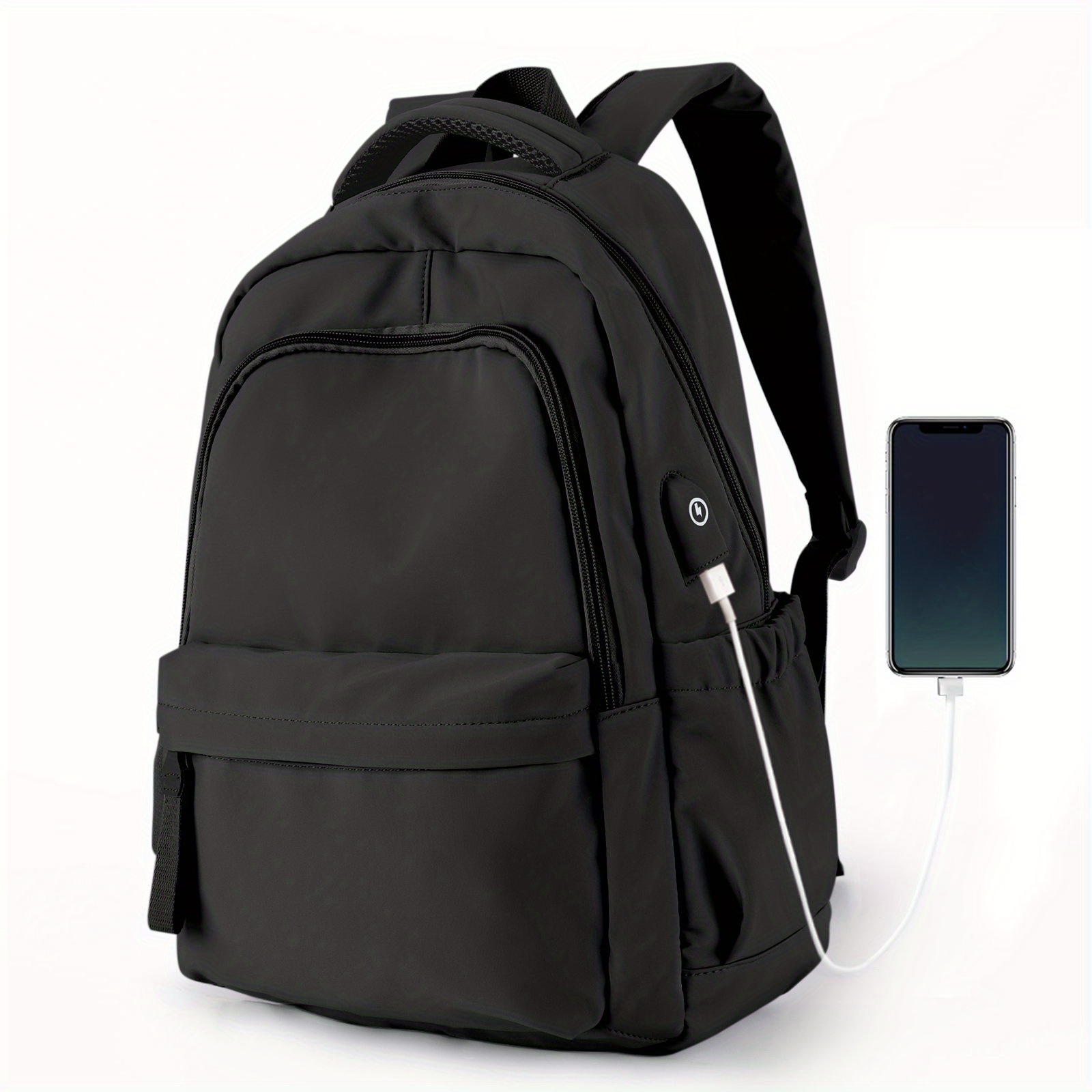 Plain black hot sale school bag