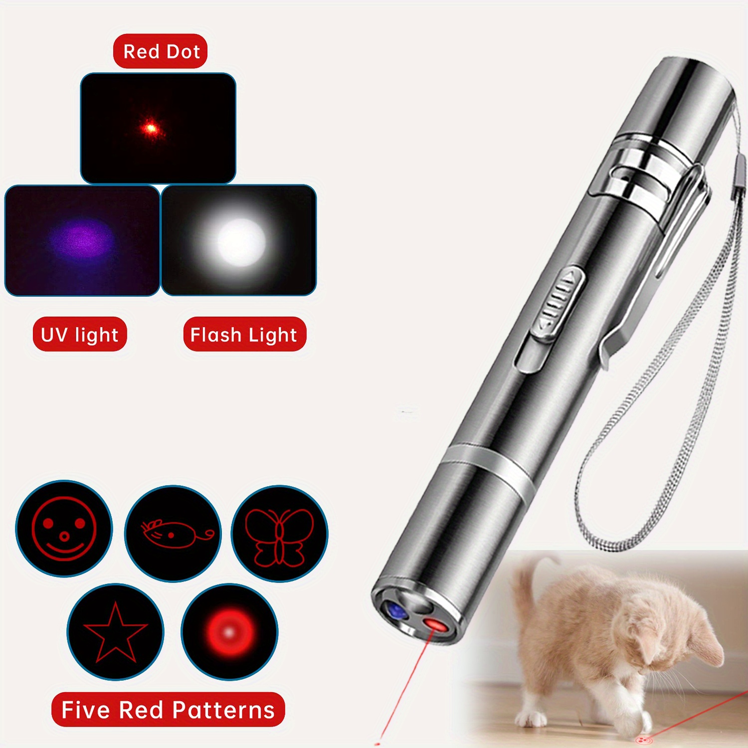 Jouet laser pour chat, pointeur de lumière Led Red Dot Jouets interactifs  pour chats d'intérieur Chiens, longue portée 3 modes Lazer Projection  Playpen pour chaton animal de compagnie d'extérieur