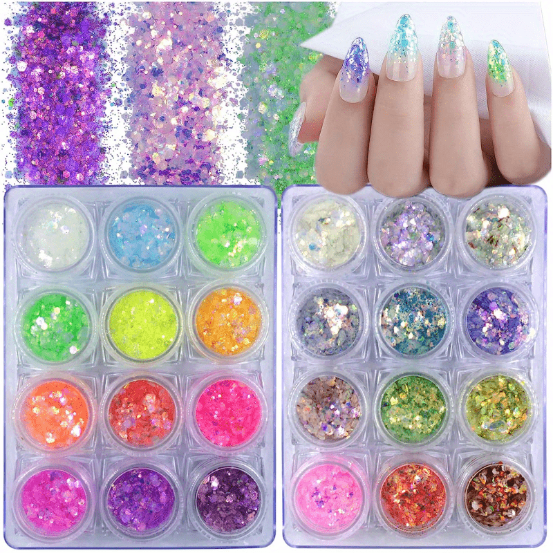 5 Jars Colorful Nail Confetti Powder Chameleon Flakes - Temu