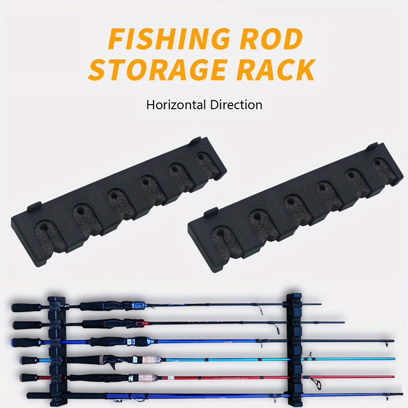 1pc Vertical Fishing Rod Rack For Up To 6 Rods, Fishing Pole Holder Clips  Wall Mounted, Fishing Rod Storage Stand Bracket