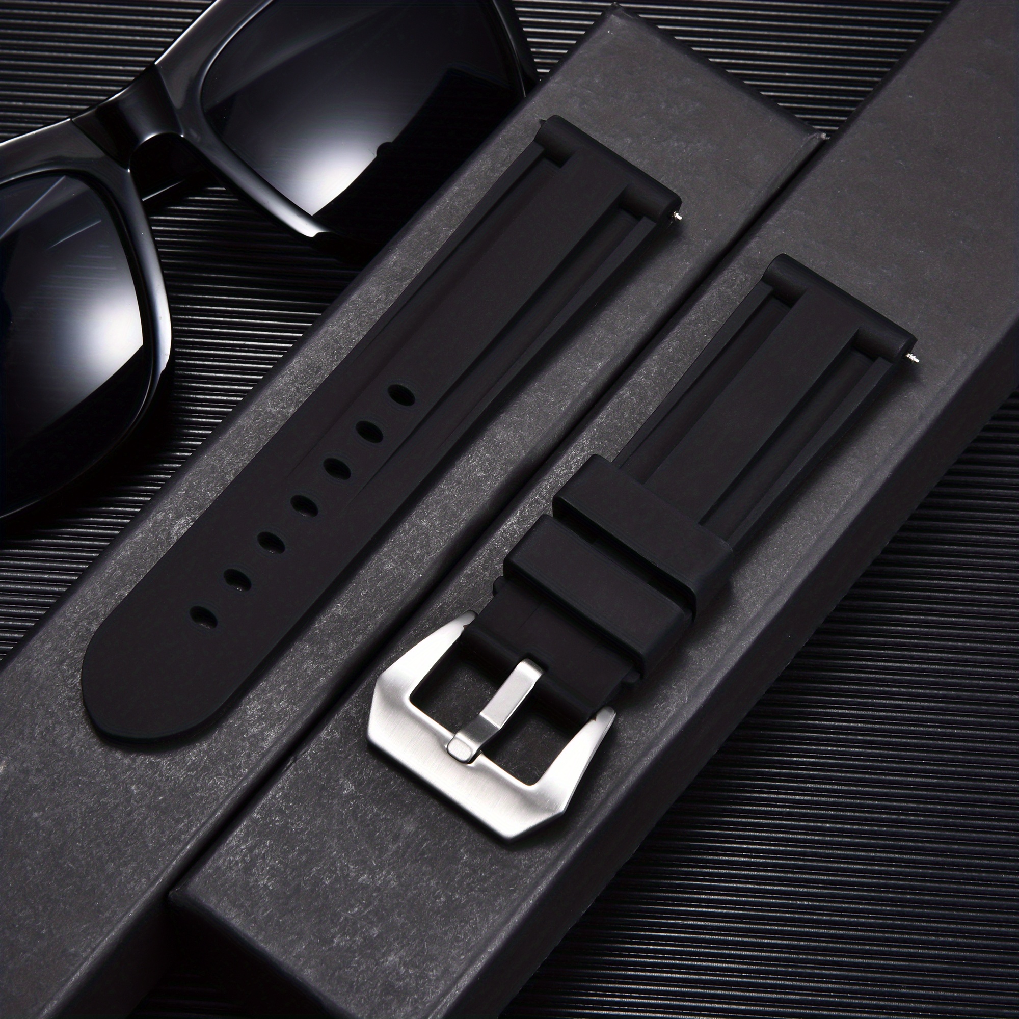 Silicone Watch Band 22mm 24mm 26mm | Sporty Soft Straps For Men With Deployant Clasp, Non-textile Silica Gel Material