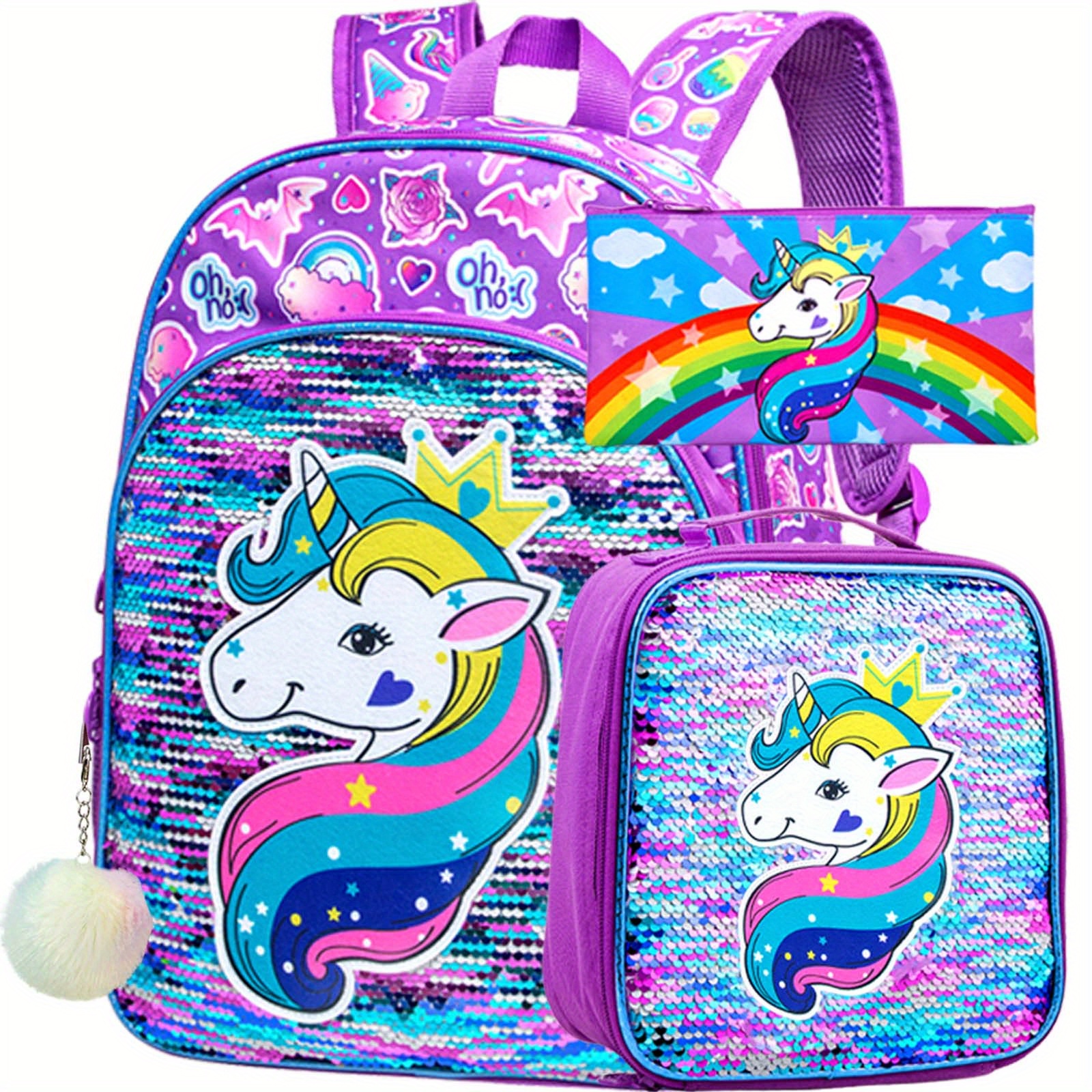 Cute Unicorn Lunch Box With Your Name for School and Kindergarten 