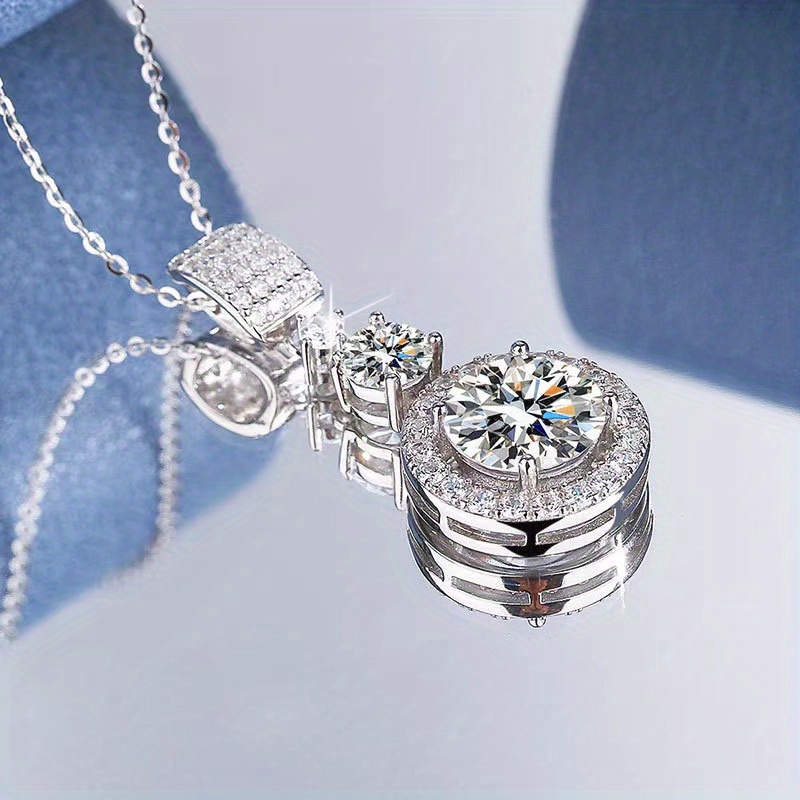 Подвеска из стерлингового серебра 925 пробы с муассанитом 5 карат, цепочка для свитера, свадебные украшения с сертификатом муассанита, изысканная подарочная коробка, детали 2