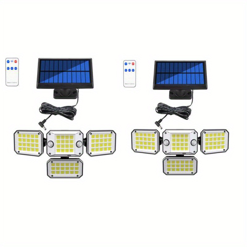 Paquet de 2 lumières solaires extérieures, 3500LM 202 lumières d'inondation  solaires de capteur de mouvement de LED, 3 Modes/télécommande