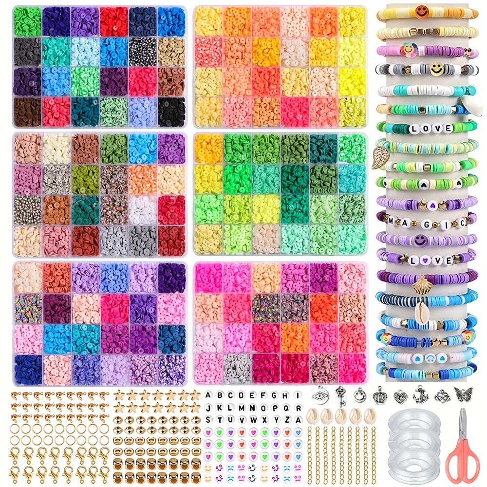 Clay Beads Bracelet Making Kit 48 Colors Flat Round Polymer - Temu