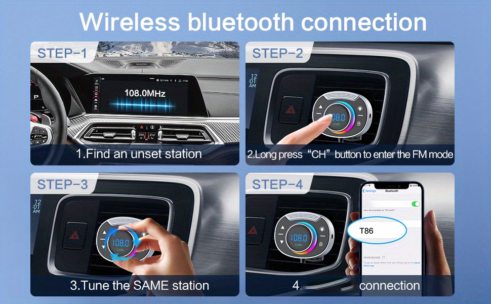Voiture sans fil Bluetooth 5.3. Chargeur de voiture double USB avec câble télescopique, prise en charge des appels mains libres, adaptateur de voiture sans fil, prise en charge PD3.0, QC3.0_voghion.com