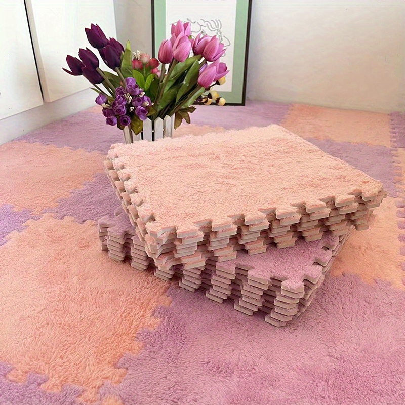 Thickened Plush Foam Interlocking Floor Mat Fluffy Square - Temu