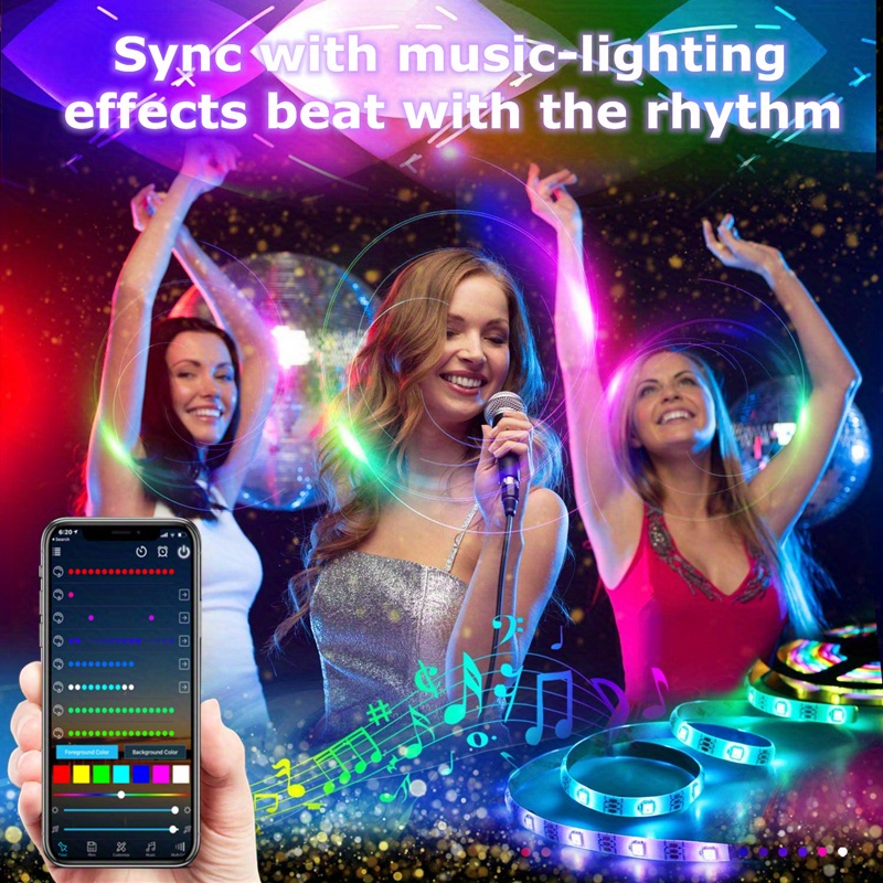 Striscia Luce Tv, Retroilluminazione Led Tv Sync Musica, Per Tv 32-60  Pollici, Striscia Luce Led Tv Con Funzione Bt - Striscia Luce Rgb Con  Cambiamento Colore Per Home Theater