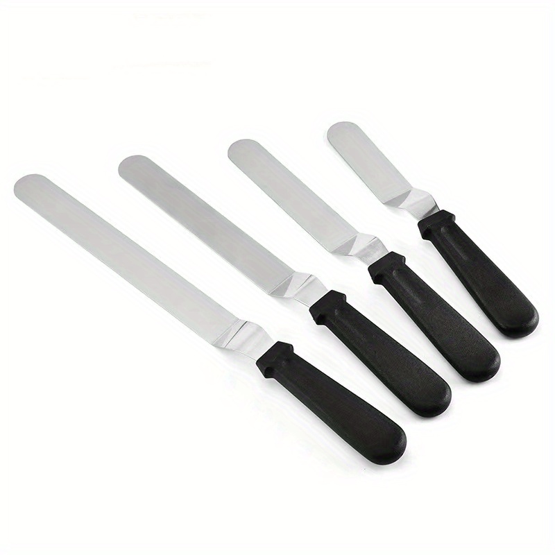 Cake Cream Spatula Wooden Handle Stainless Steel Straight Kiss Curved Kiss  Spatula Deformation Scraper Baking Tool - Temu