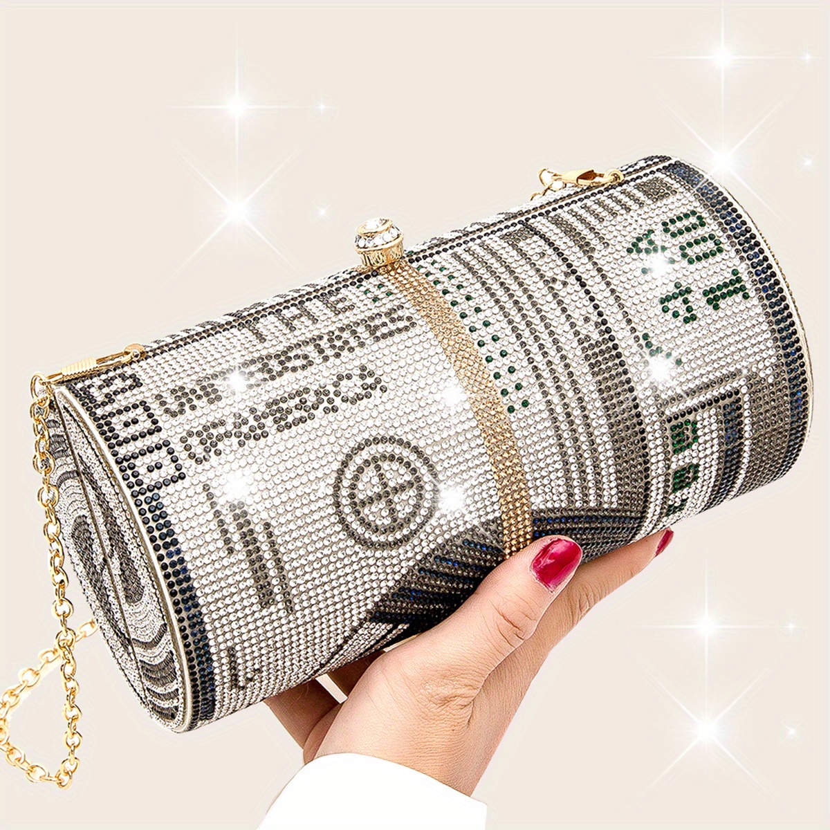 Money Rhinestone Clutch