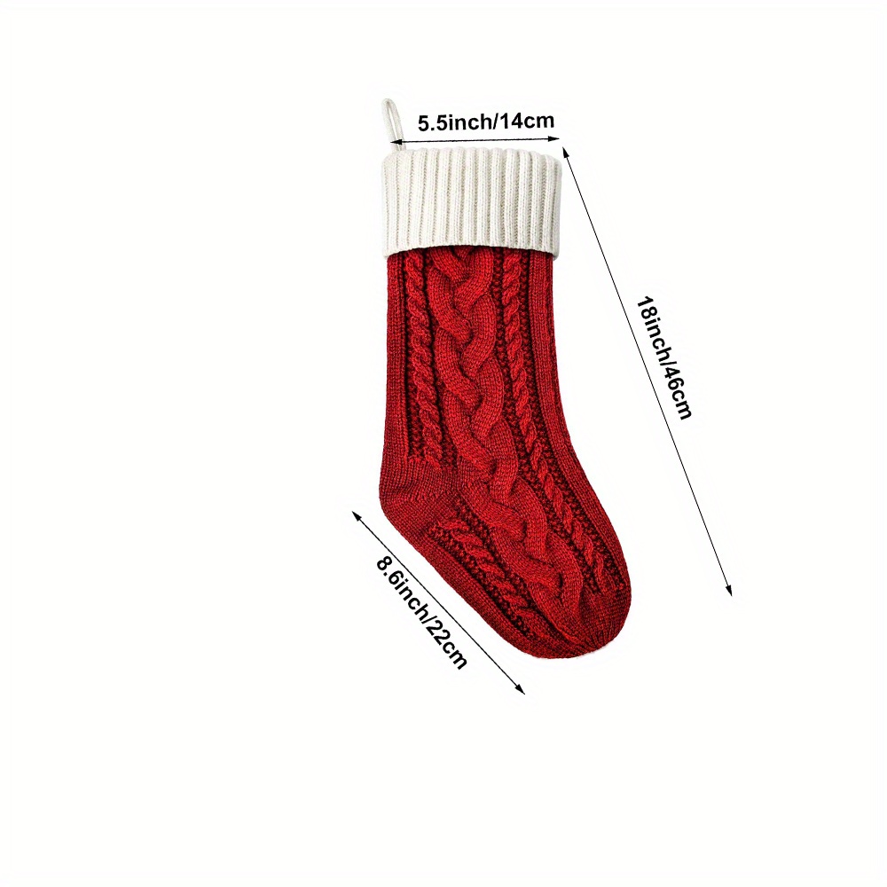 Knit Christmas Stockings Large Cable Knit Red Xmas Stockings - Temu