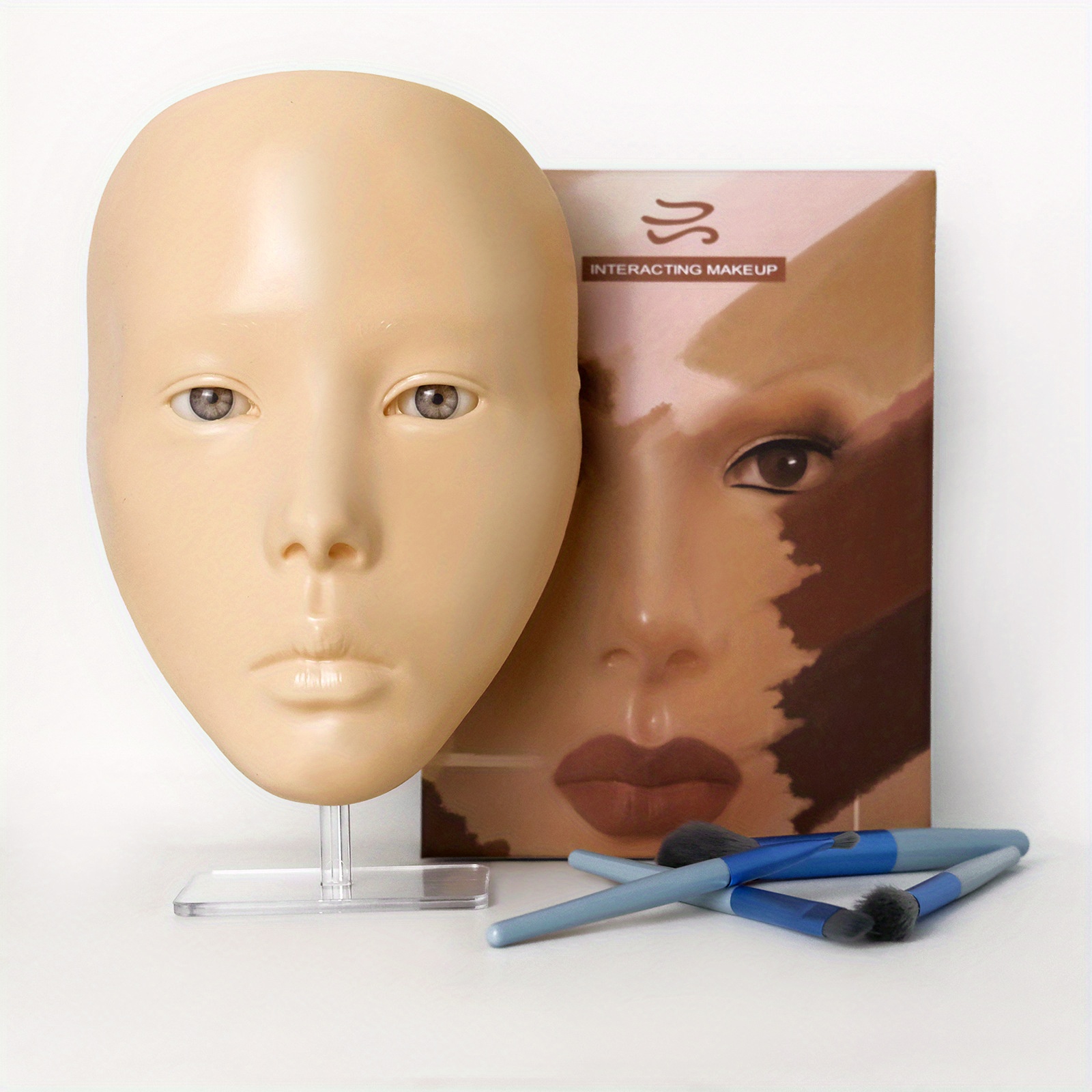 YEEFAIRY 3D Full Silicone Face for Makeup Practice, New Upgrade Female Face  Eye Board to Practice Make up, Reusable Head Mannequin for Imporving