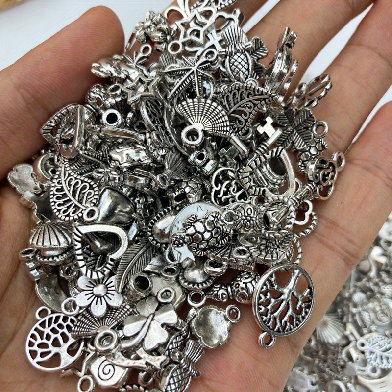 Wholesale 100Pcs Bulk Mixed Silver Charms Pendants DIY Jewelry Making Craft  CA