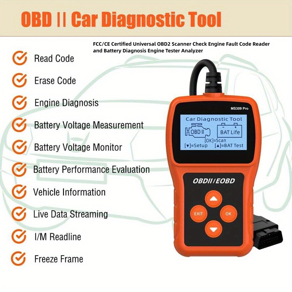 OBD2 Scanner Code Reader Check Engine Fault Car Diagnostic Tool erase codes  US 