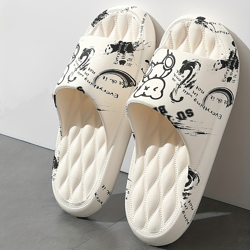Print Cartoon Animal Eva Men Slippers Summer Thick Platform Soft Heel  Non-slip Sole Home Indoor Man Bathroom Slides - Temu