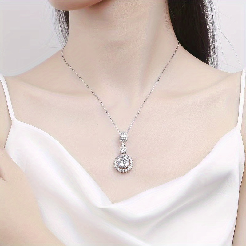 Подвеска из стерлингового серебра 925 пробы с муассанитом 5 карат, цепочка для свитера, свадебные украшения с сертификатом муассанита, изысканная подарочная коробка, детали 1