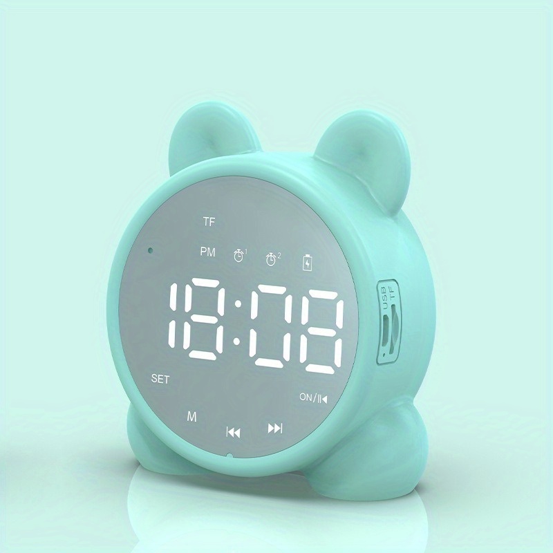 Reloj despertador digital con altavoz Bluetooth, pantalla de espejo de  carga USB, reloj de escritorio para dormitorio, reloj despertador  inteligente