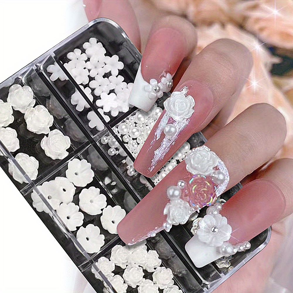 3D Flower Nail Charms,6 Colors Flowers Nail for DIY Decorations