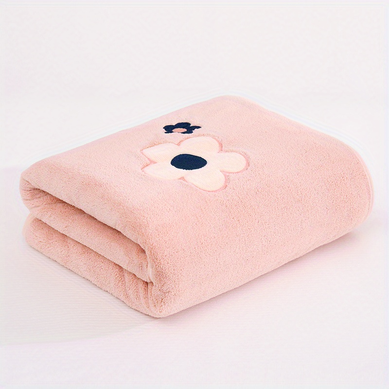 Soft Flower Pattern Bath Towel - Quick Dry & Absorbent - 55x12
