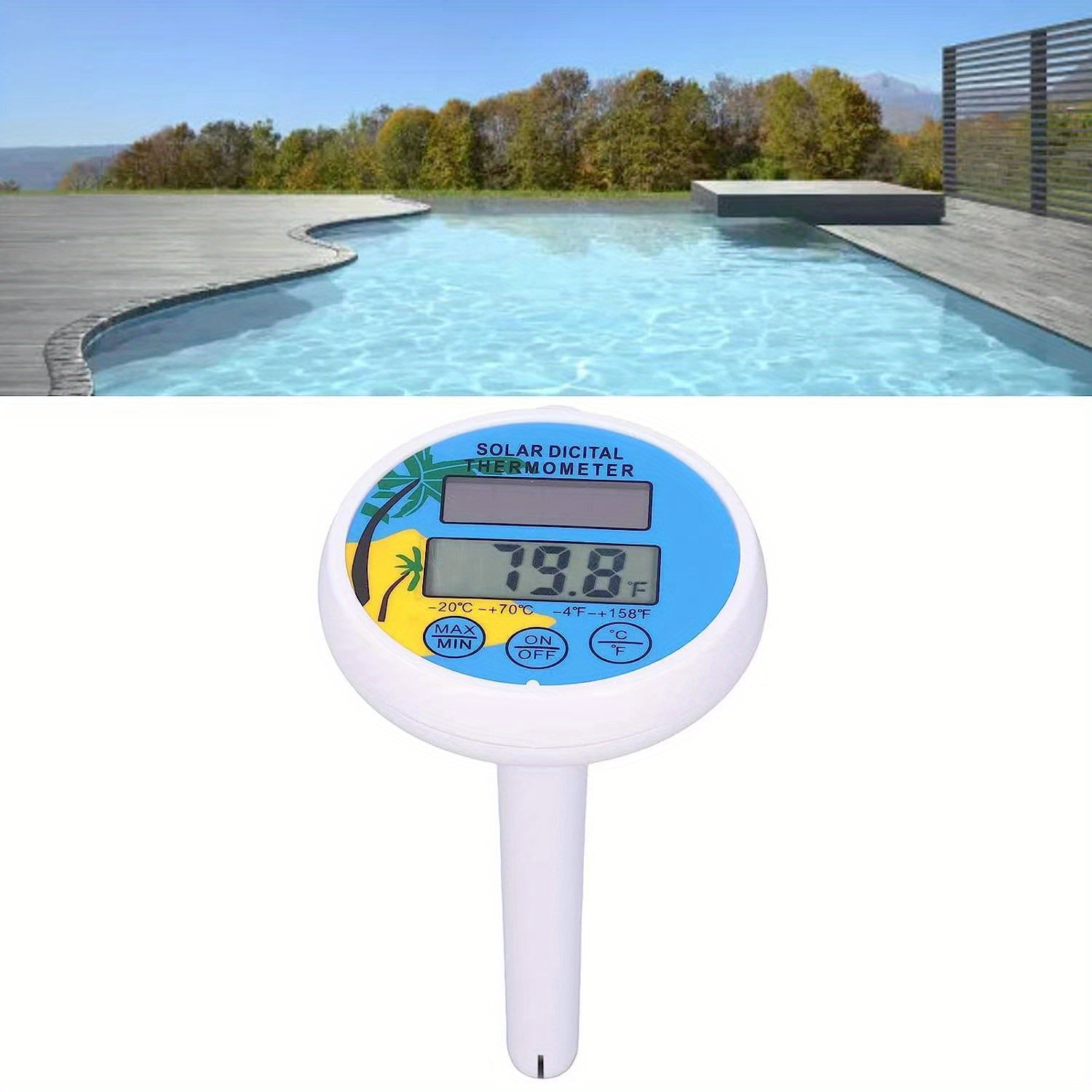 Thermomètre de piscine flottante flottant flottant Pool facile à lire pour  résistant à la température de l'eau avec ficelle pour piscines extérieures  et intérieures et spas 10ml