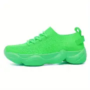 womens flying woven mesh sneakers lace up low top solid color lightweight soft sole casual shoes comfy sporty shoes details 11