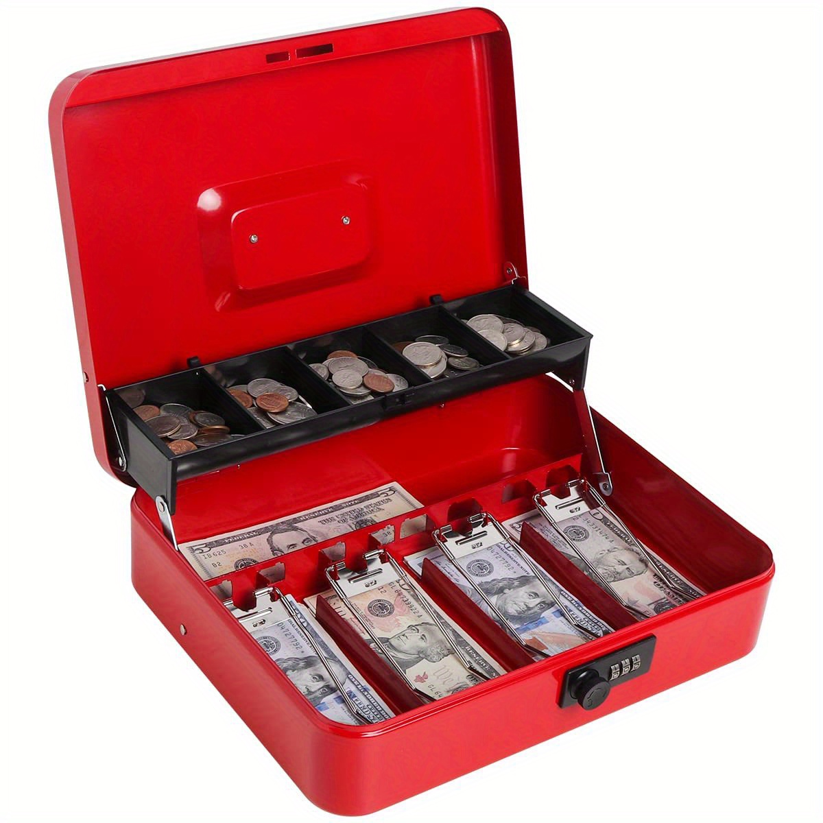 Black Acrylic Lockable Cash Box, Money Holder, Cash Organizer, Single Row  Currency Tray, Money Storage Box