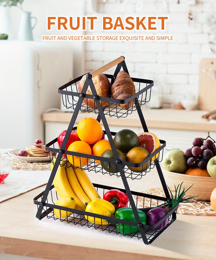 3 Tier Bowl Holder Fruit Basket Stand Kitchen Organizer Vegetables Storage  Decor