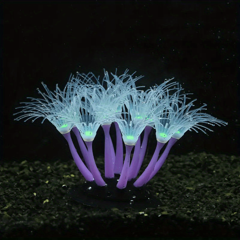 Silicone Artificial Coral Fish Tank Decorations Glow In Dark