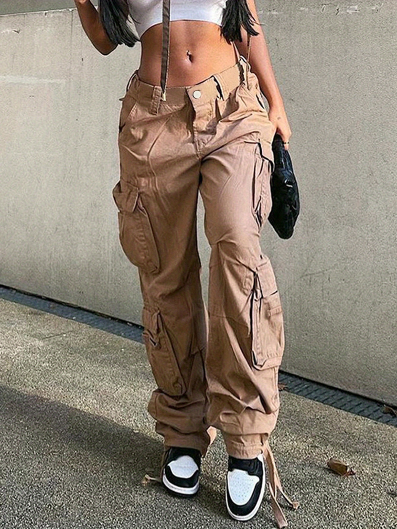 y2k American vintage cargo pants for girls woman korean style summer hiphop  Pleated wide-leg trousers