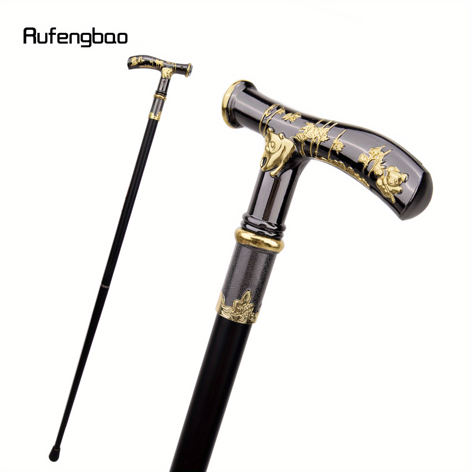 Steampunk Black Hollow Derby Walking Cane Stick Gold Cosplay Costume  Accessory