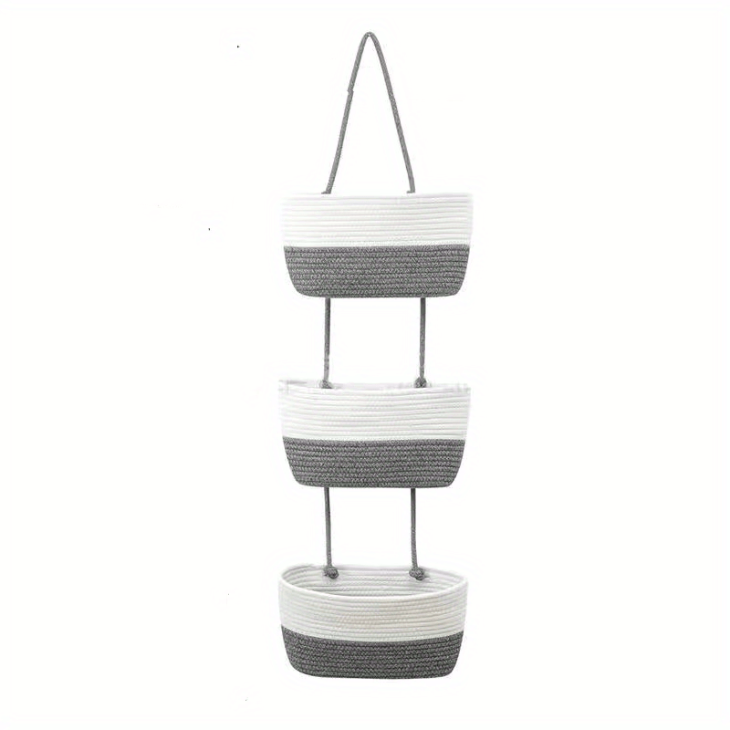 3 tier Cotton Rope Woven Hanging Storage Baskets - Temu