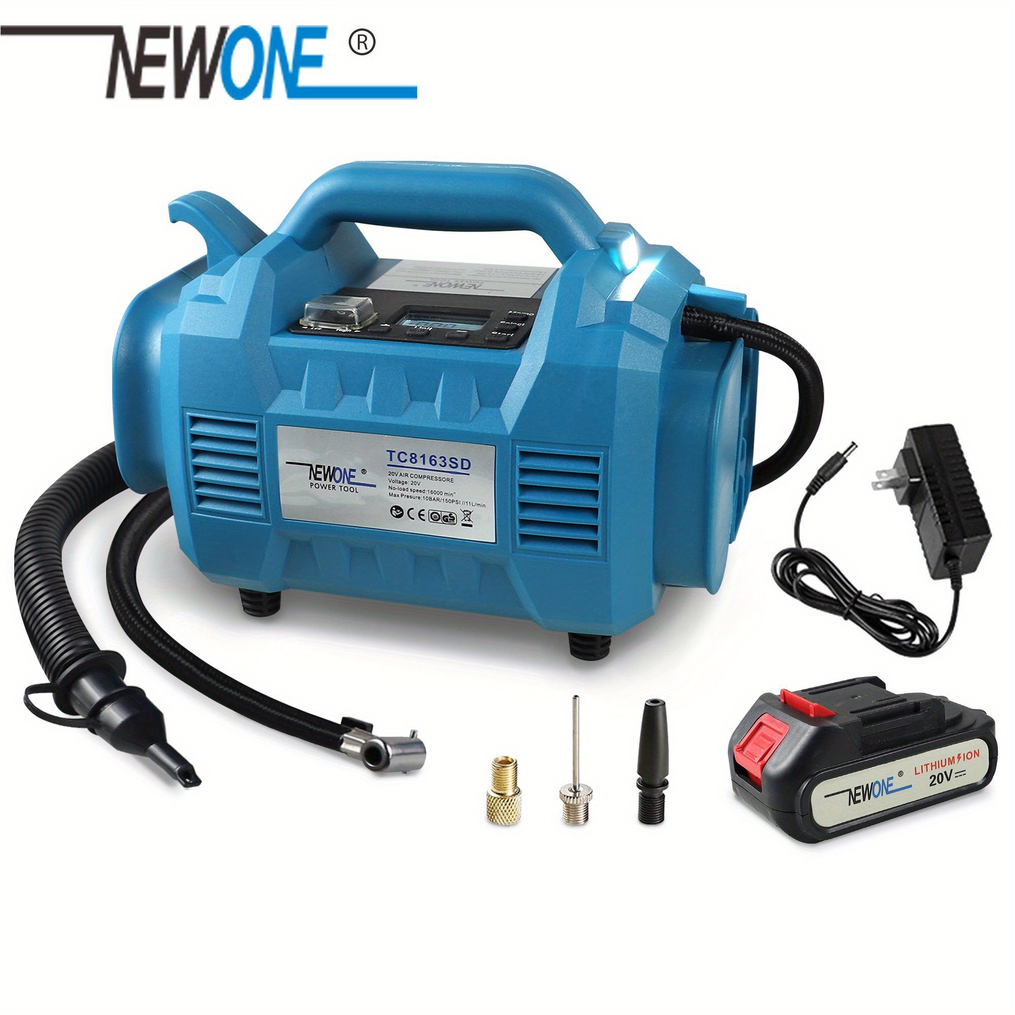 Automatic Air Compressor with 20V Lithium Battery-Cordless Tire