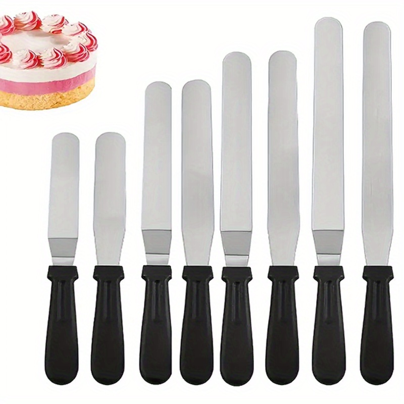 1pc Stainless Steel Baking Tool, Curved Spatula, Cake Cream Scraper With  Colorful Handle