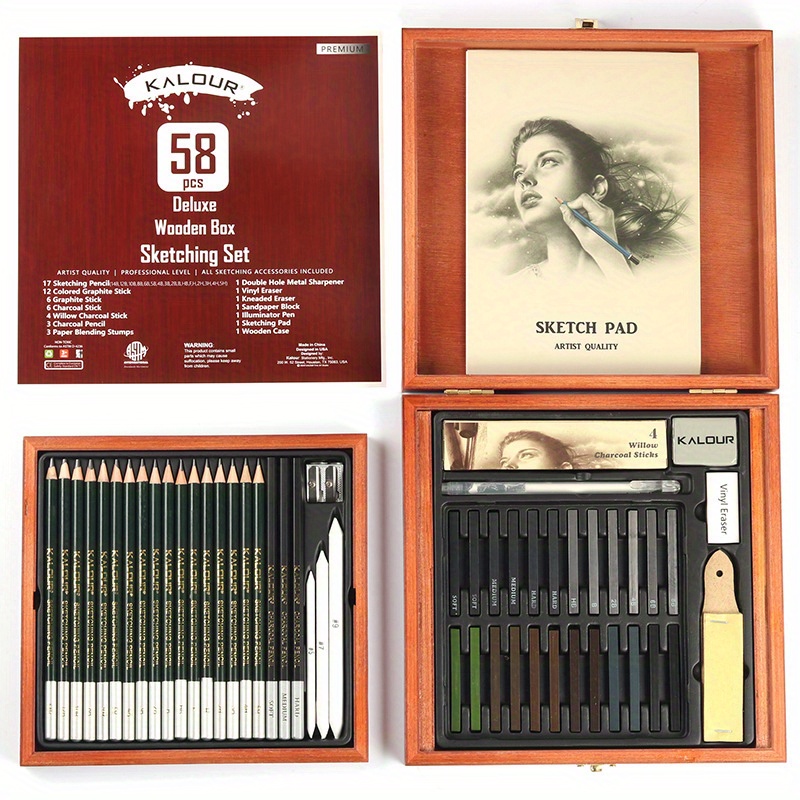 Professional 12/70pcs Drawing Sketch Pencil Set Metal box Wooden Painting  Artist Kit Graphite Charcoal Stick