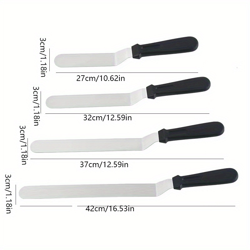 Cake Cream Spatula Wooden Handle Stainless Steel Straight Kiss Curved Kiss  Spatula Deformation Scraper Baking Tool - Temu