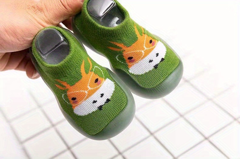 Baby First Walkers Slip-On Socks Shoes - Soft Rubber Sole, Cute Cartoon Animal & Food Patterns, Breathable Fabric Upper, All-Season Indoor Toddler Shoes for 0-4 Years, Baby Shoes, Indoor Youngsters Footwear, Playful Youngsters Design, Flexible Youngsters Footwear