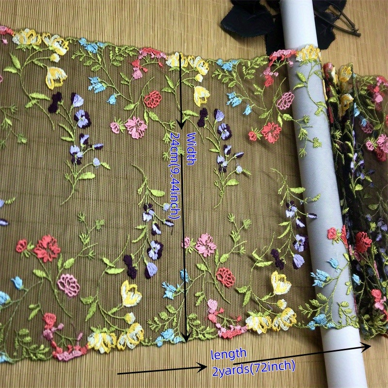 Embroidered Floral Lace Edging Ribbon Mesh Fabric Sewing Craft