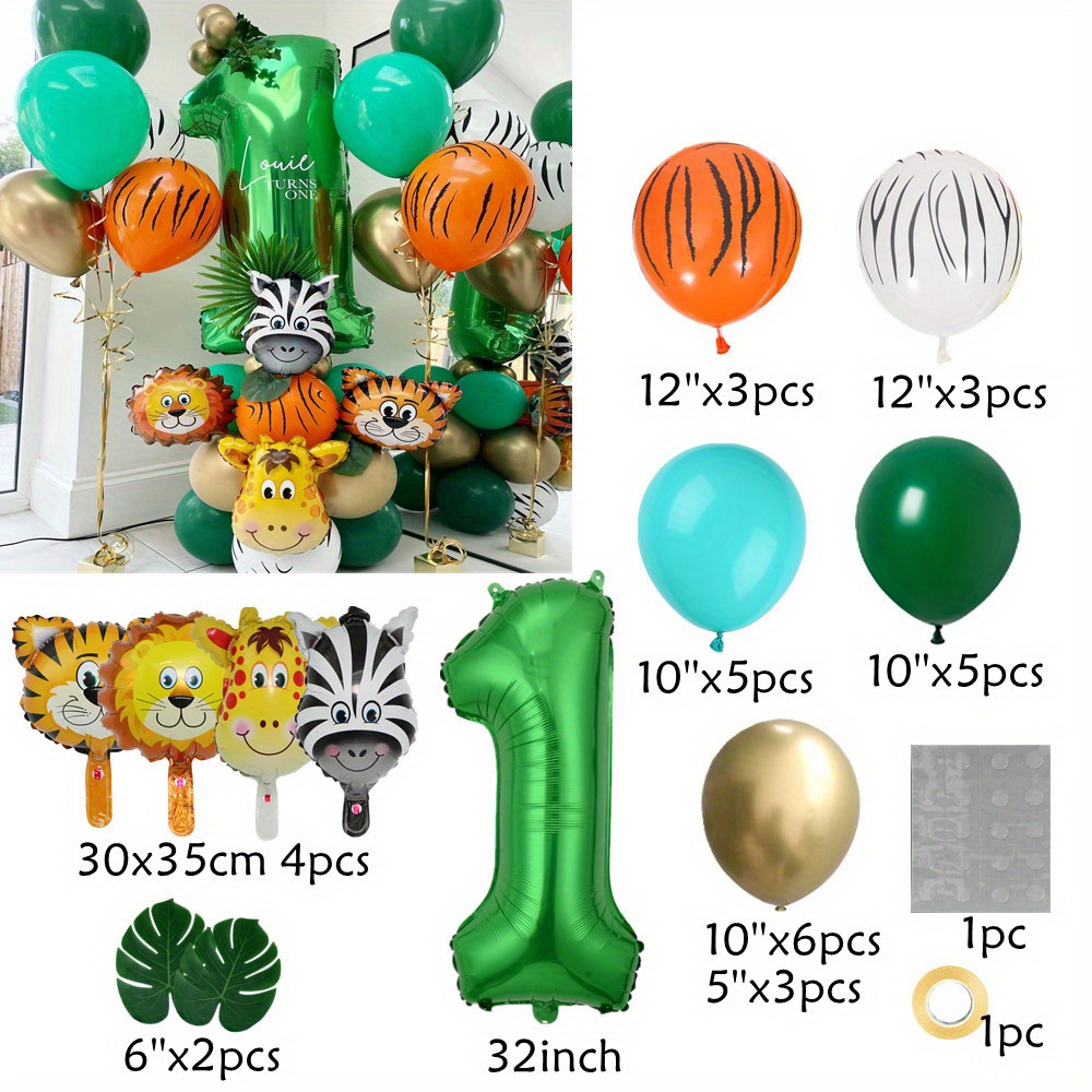 Ensemble de ballons numériques animaux jungle safari, décoration