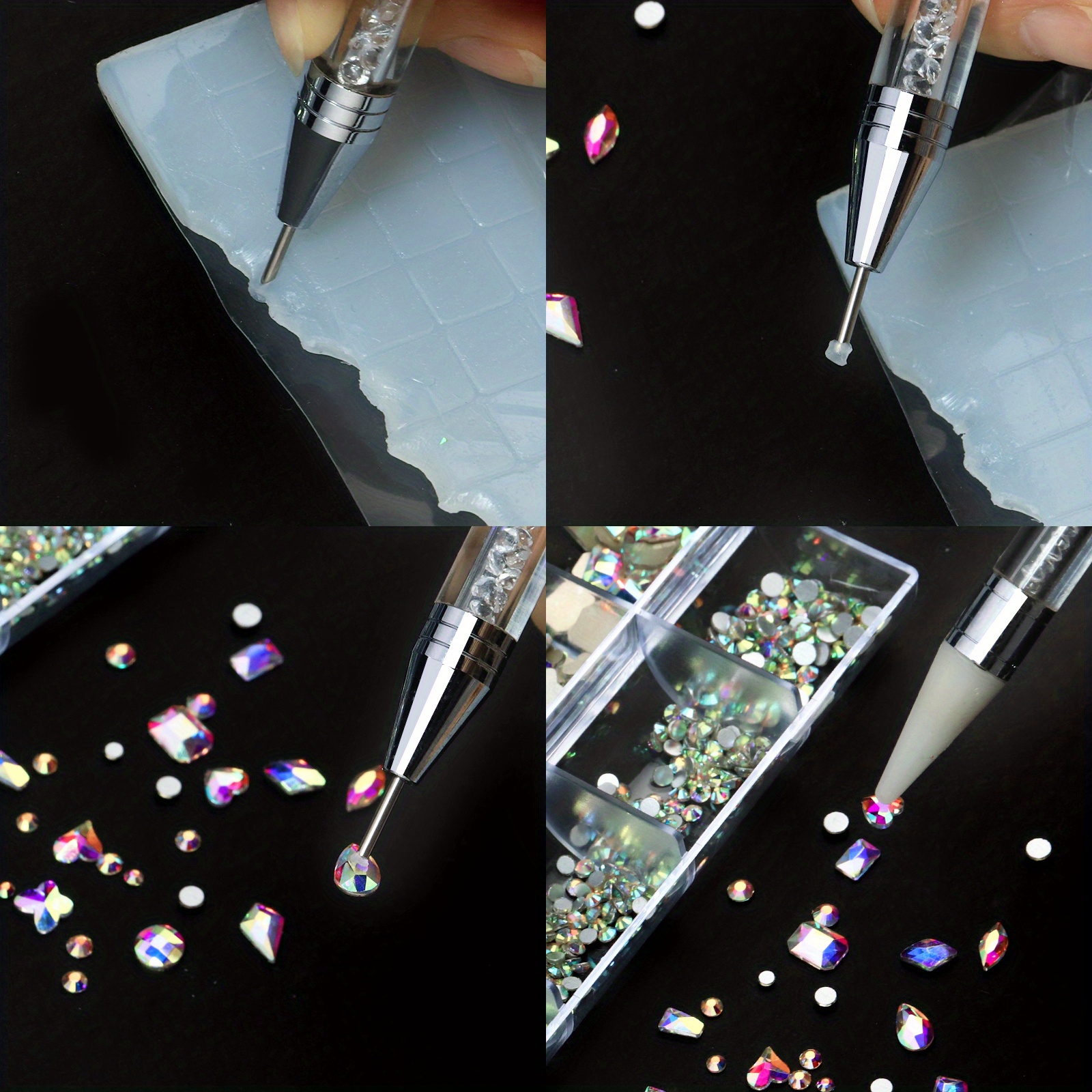 Lot Mixed Shapes Crystal Ab Flat Back Nail Art Crystal - Temu