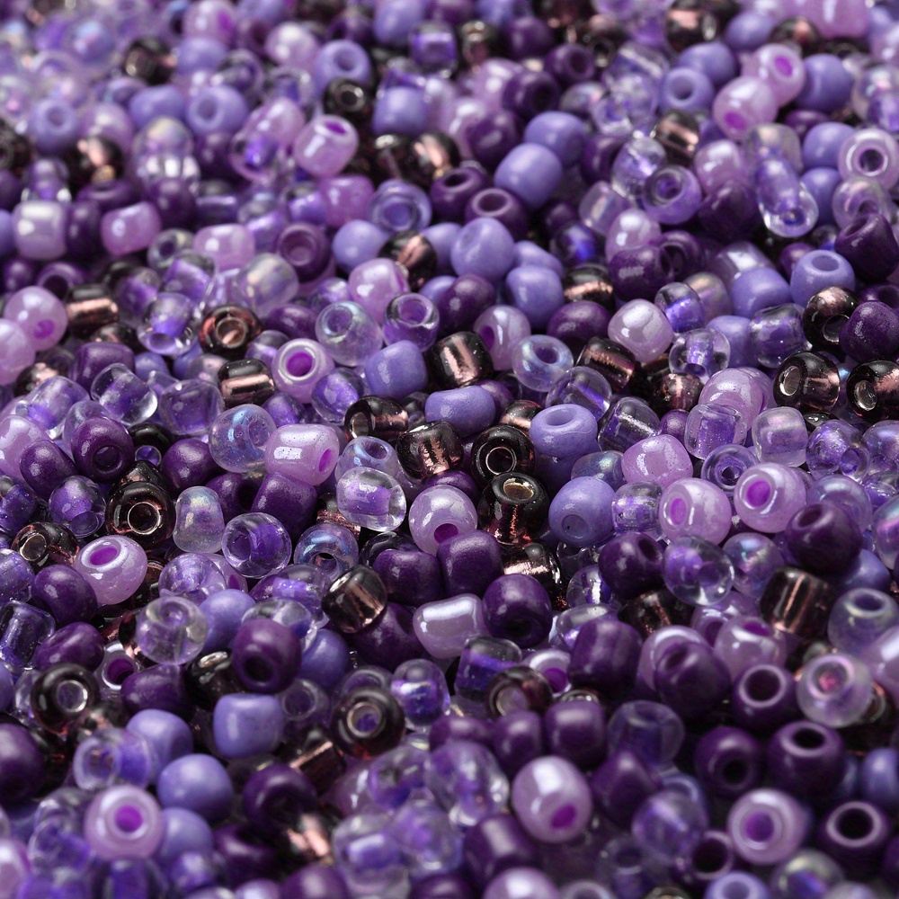 Tibaoffy Size 6/0 Crafts Glass Seed Beads 4mm Purple Beads for Jewelry Making (TOTAL About 100g About 1200pcs)