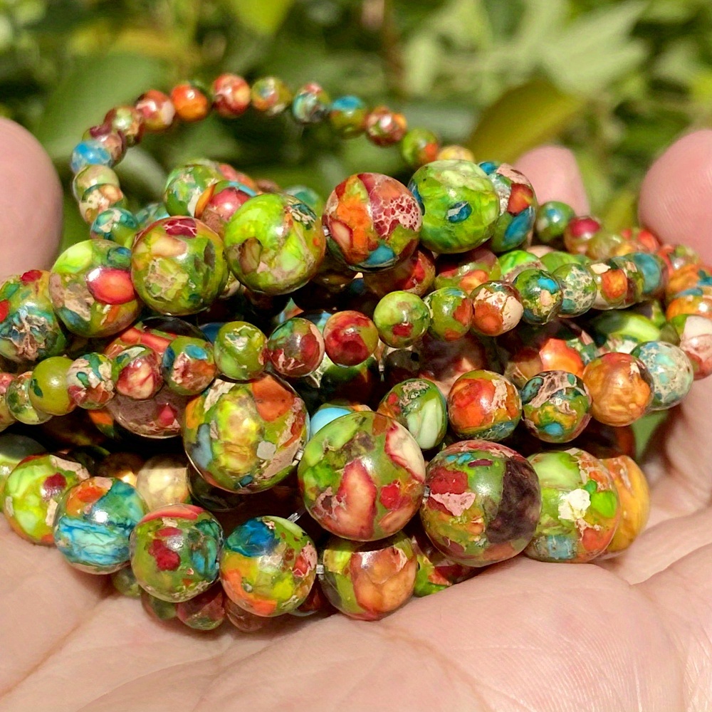 8mm Natural Stone Beads Colorful Sea Sediment Jaspers Turquoises