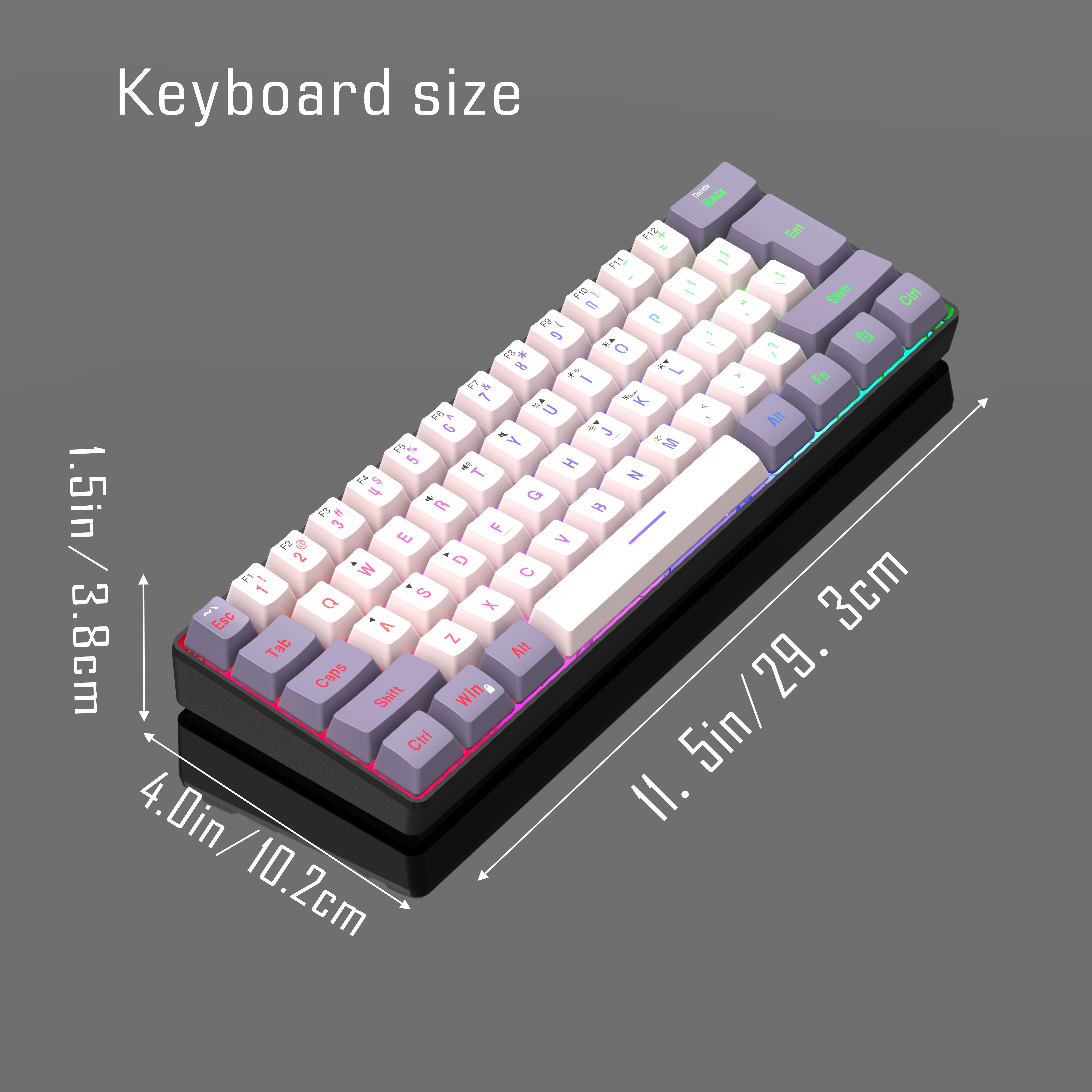 61keys Mini Rgb Backlit Keyboard Computer Usb Backlit Dual - Temu