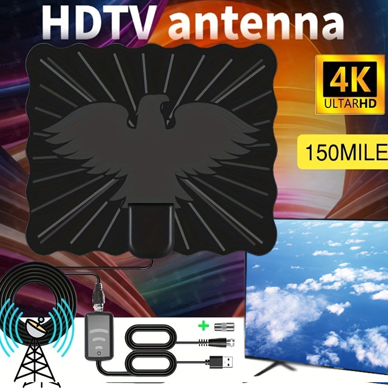 Antena Tv Interior Alcance 300 Millas, Antena Tv Alta Definición 4k Full Hd  Compatible Amplificador Potencia Óptima Potenciador Señal, Cable Coaxial 16  Pies Televisores Inteligentes Vintage - Hogar Inteligente - Temu